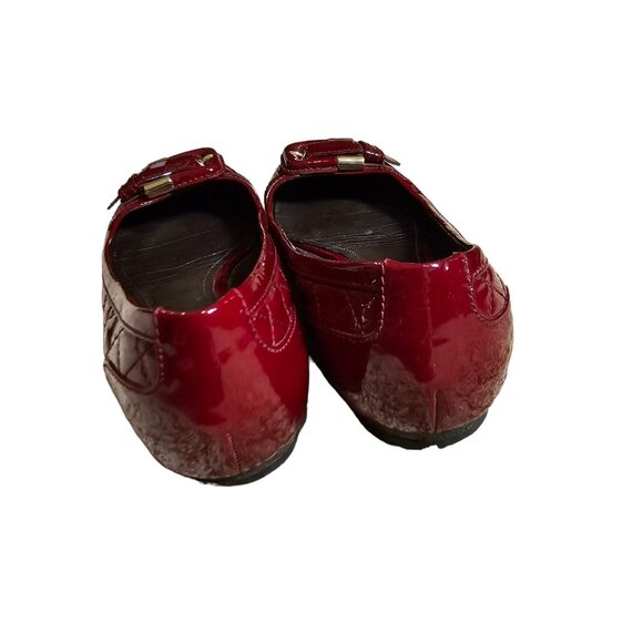 Burberry Red Leather Quilted Flat Size 38 or 7.5 US Good Used Condition - Picture 2 of 8